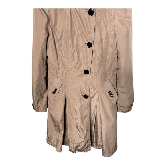 MaxMara tan brown silk blend trench coat size 38 button front missing belt - Picture 3 of 12
